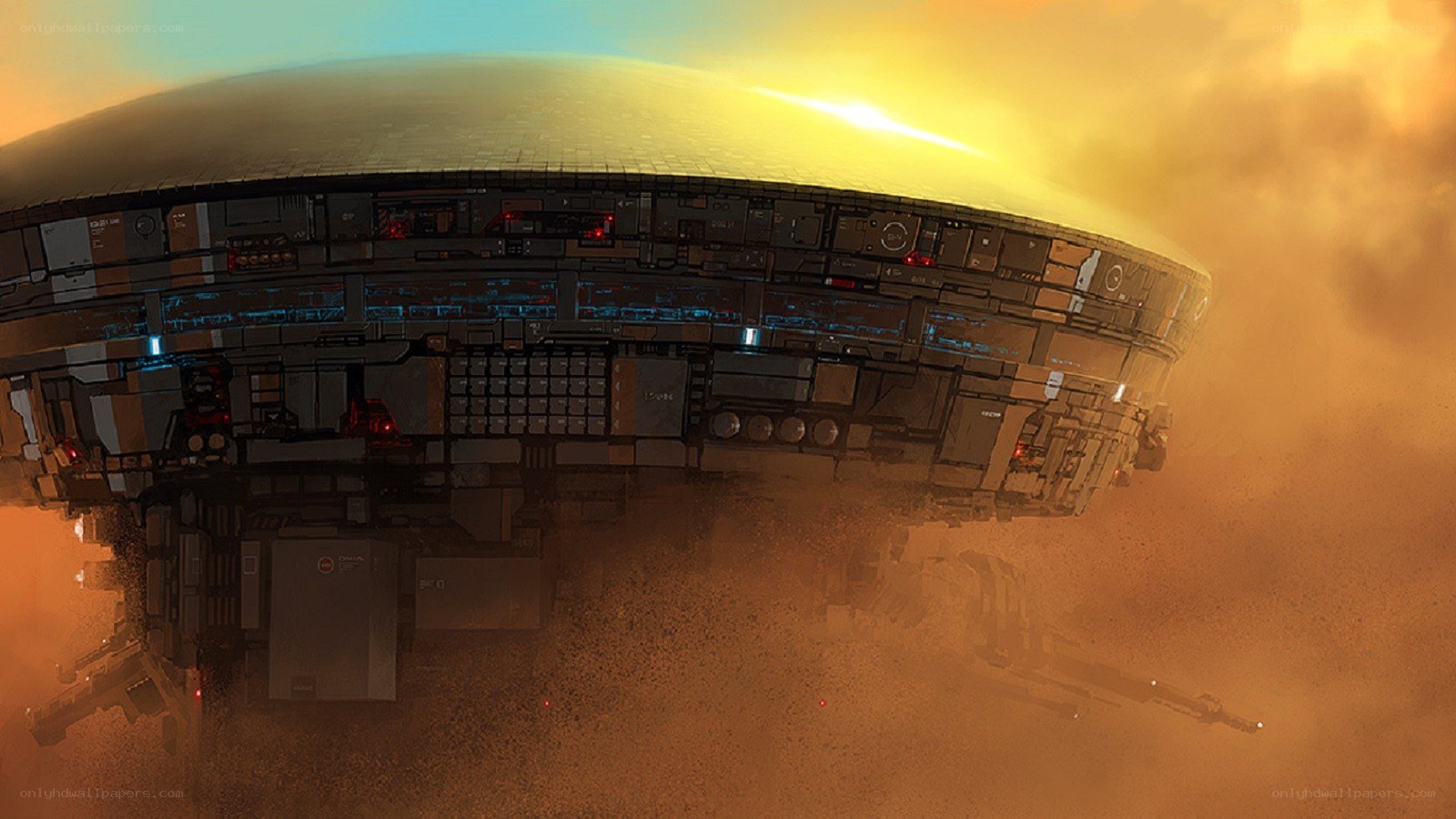 futuristic spaceship landing