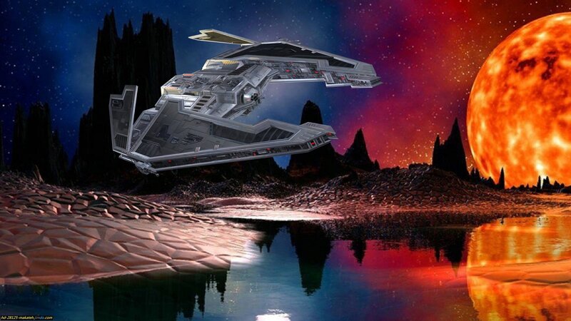 Futuristic Spaceship — Orange, Dramatic