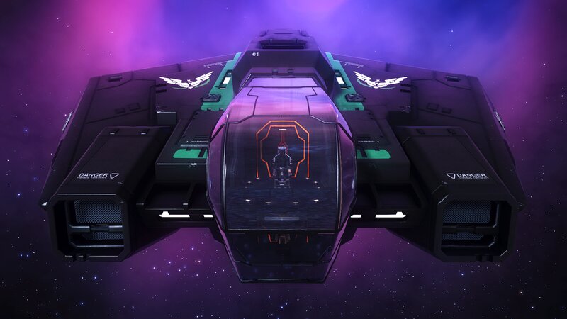 Futuristic Spaceship — Purple, Dramatic, Night, 3d Render