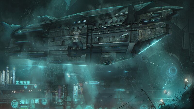 Futuristic Spaceship — Teal