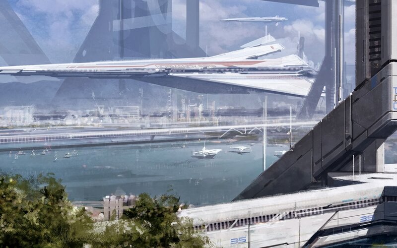 Futuristic Spaceship — White