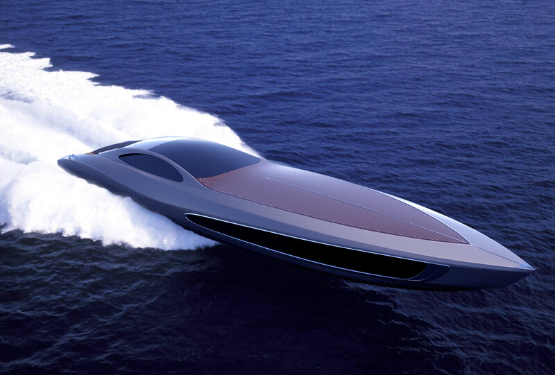 Futuristic Speedboat — Blue, Dynamic