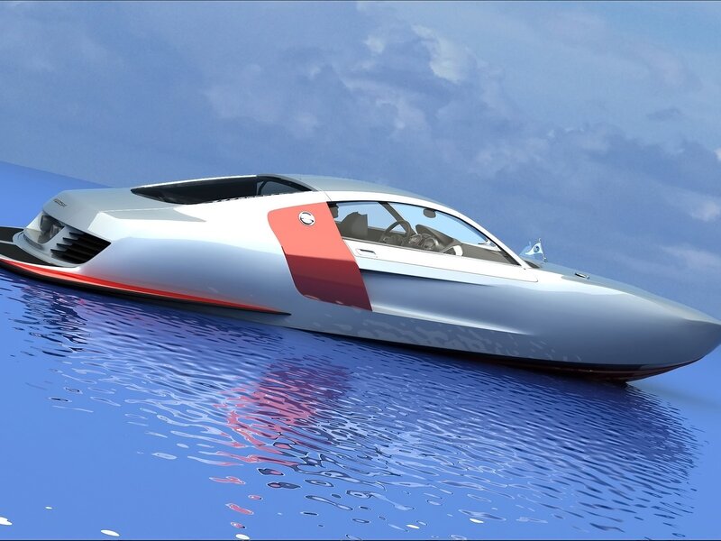 Futuristic Speedboat — Blue, Serene, Afternoon, 3d Render