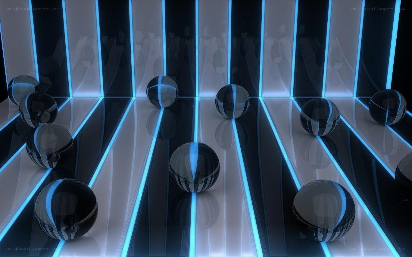 futuristic spheres in neon corridor