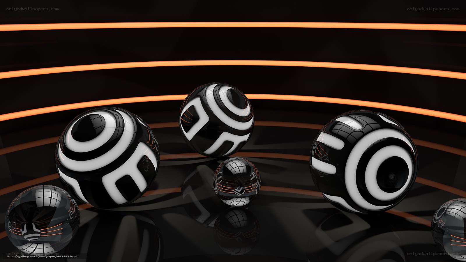 Futuristic spheres with neon lights