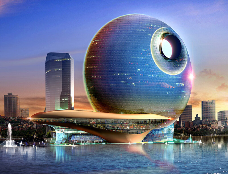Futuristic spherical building