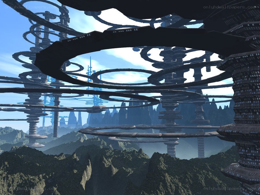 futuristic spiral cityscape