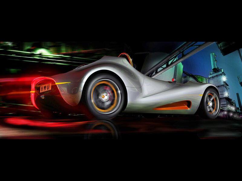 futuristic sports car at night