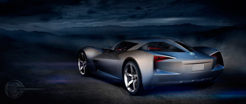 futuristic sports car at night