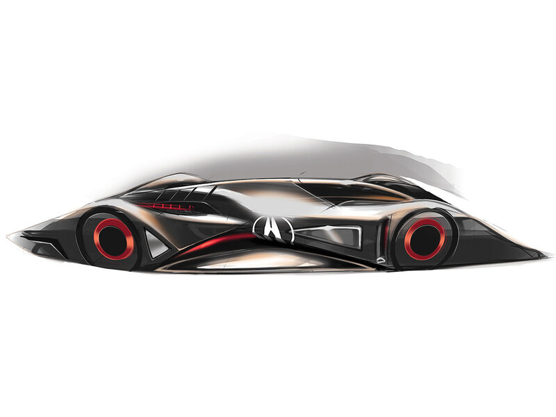 Futuristic Sports Car — Black, Digital Art