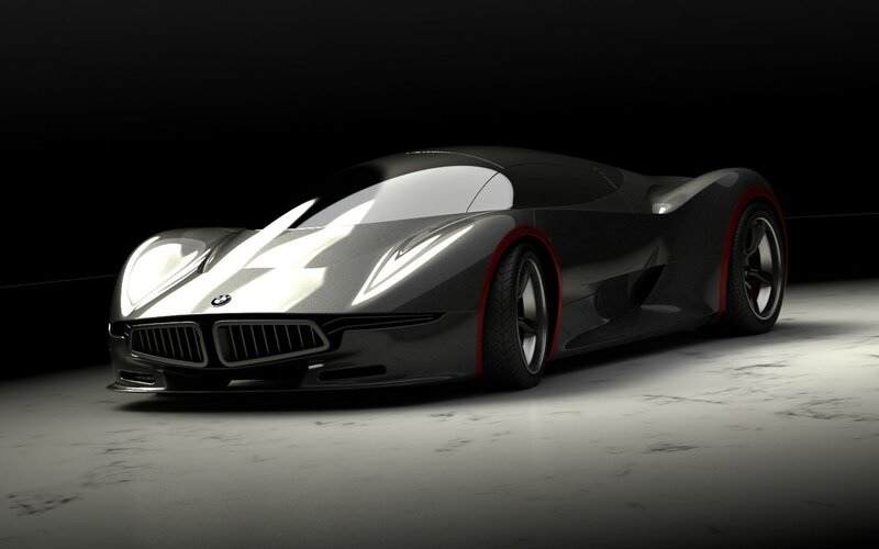 Futuristic Sports Car — Black, Dramatic, 3d Render, Wheels