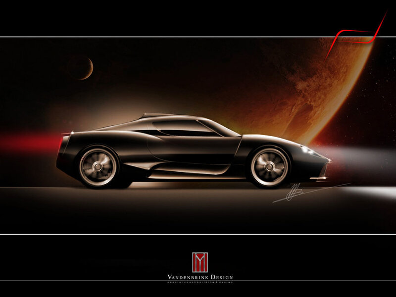 Futuristic Sports Car — Black, Dramatic, Night