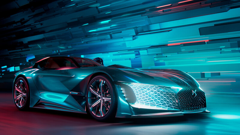 Futuristic Sports Car — Blue, 3d Render