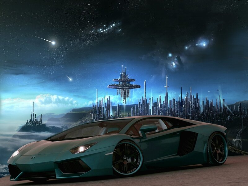 Futuristic Sports Car — Blue, Dramatic