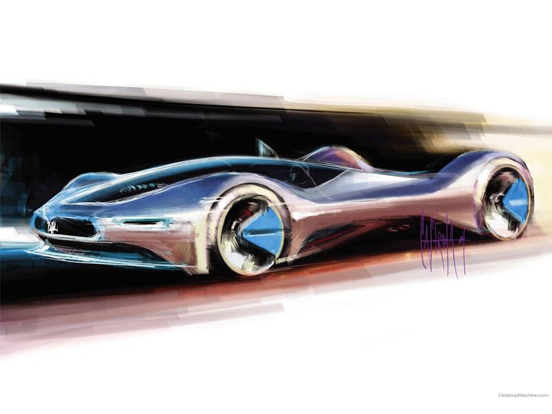 Futuristic Sports Car — Blue, Dynamic, Digital Art, Signature