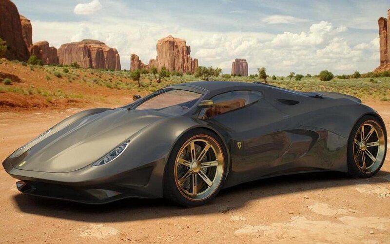 Futuristic Sports Car — Gray, Arid