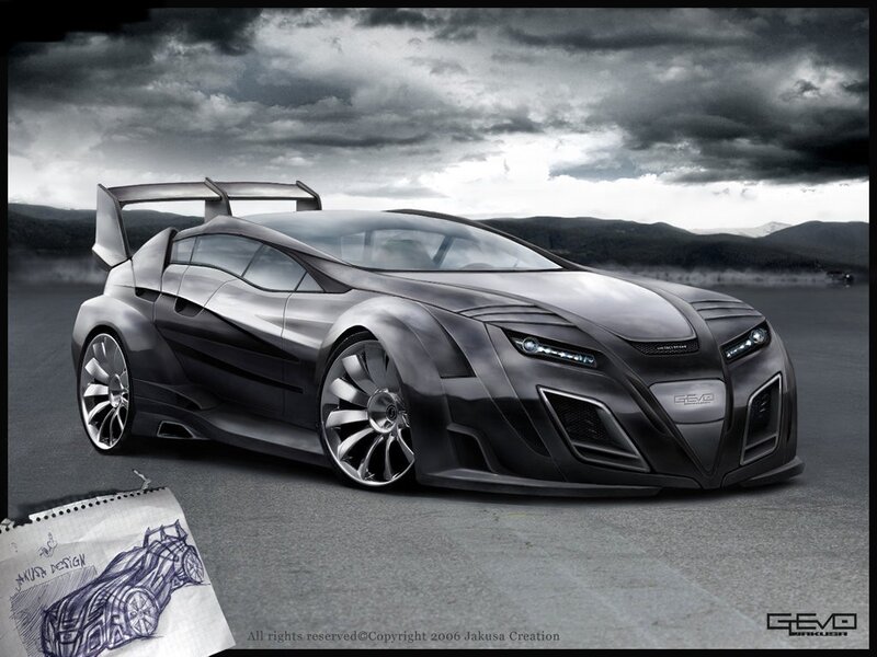 Futuristic Sports Car — Gray, Dramatic, Digital Art, Sketch
