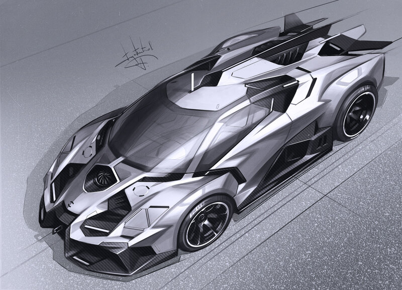 Futuristic Sports Car — Gray, Dramatic, Digital Art
