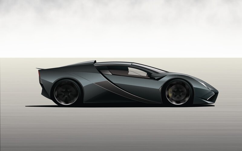 Futuristic Sports Car — Gray, Minimalist