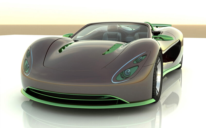 Futuristic Sports Car — Gray, Sleek, 3d Render, Convertible