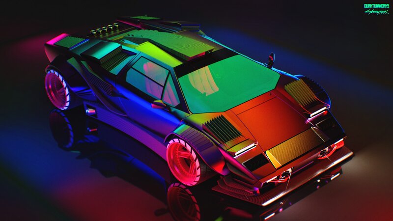 Futuristic Sports Car — Green, Dramatic