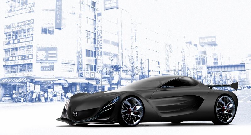 futuristic sports car in city