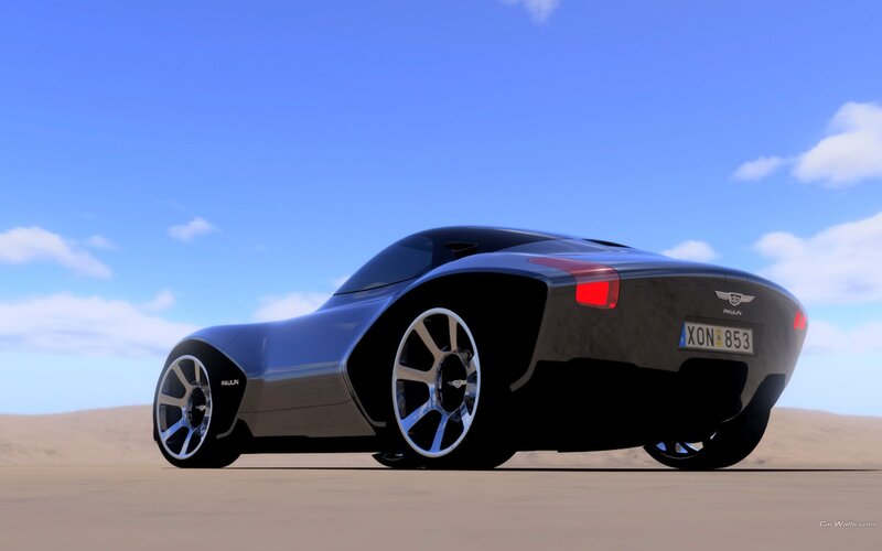 futuristic sports car in desert