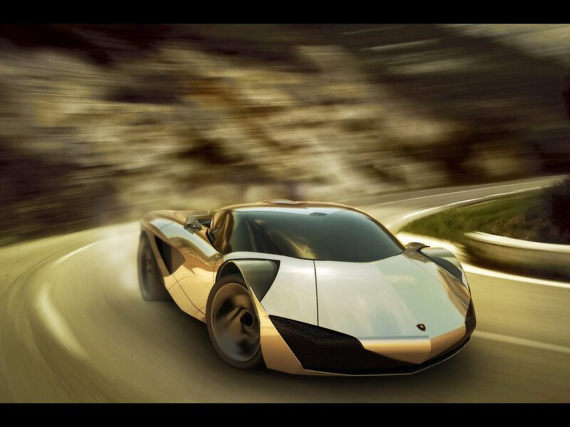 Futuristic sports car in motion