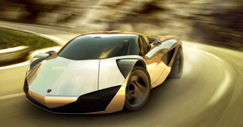 futuristic sports car in motion