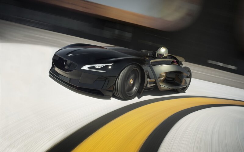 futuristic sports car in motion
