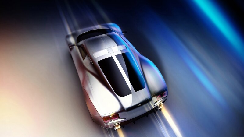 futuristic sports car in motion
