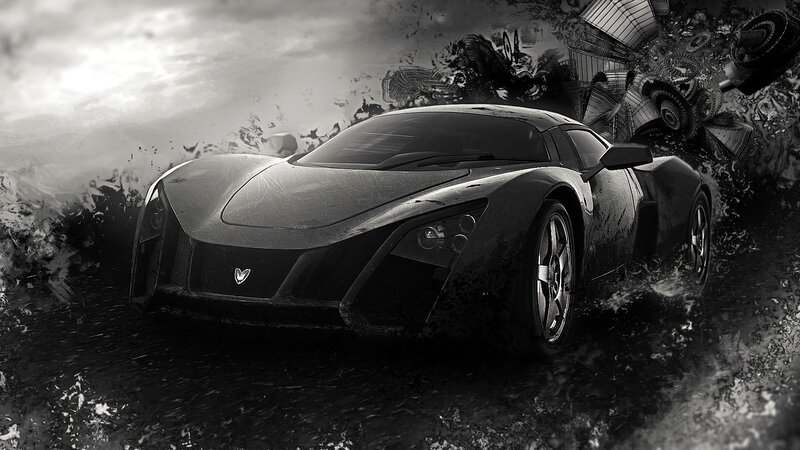 futuristic sports car in motion