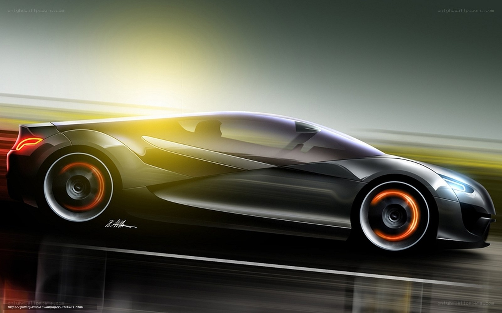 futuristic sports car in motion