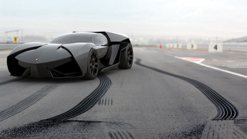futuristic sports car on racetrack
