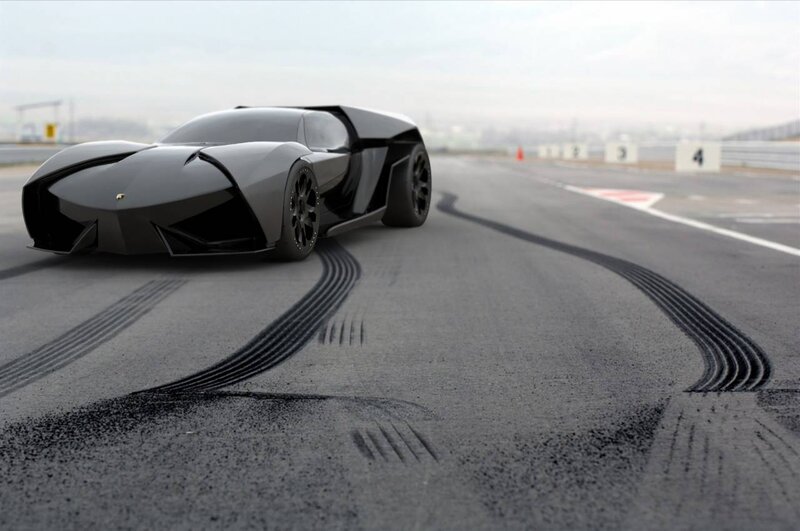 futuristic sports car on racetrack