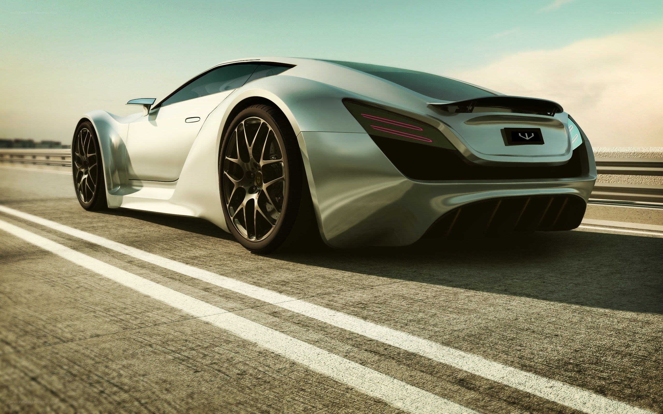 futuristic sports car on road