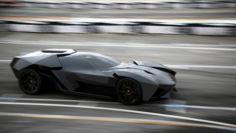 futuristic sports car on track