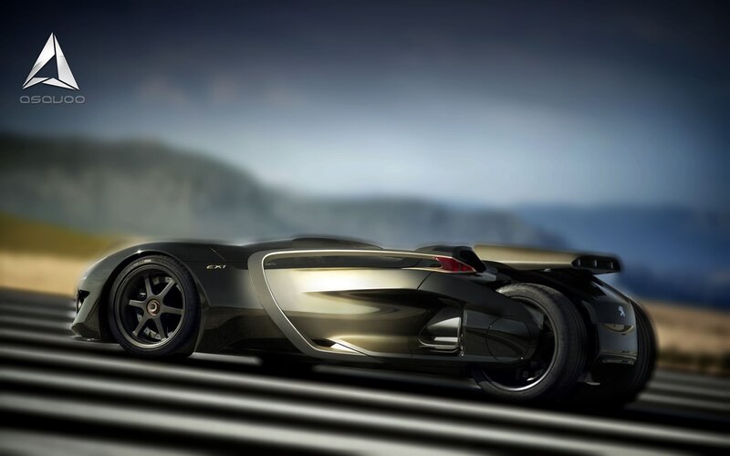 futuristic sports car on track