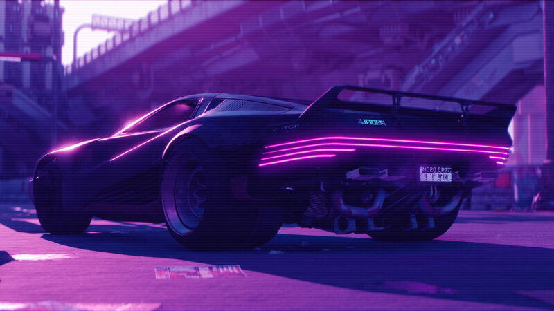Futuristic Sports Car — Purple, Dark