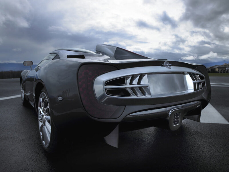 futuristic sports car rear view