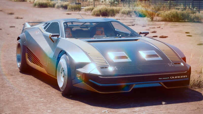 Futuristic Sports Car — Silver, Dramatic, Afternoon