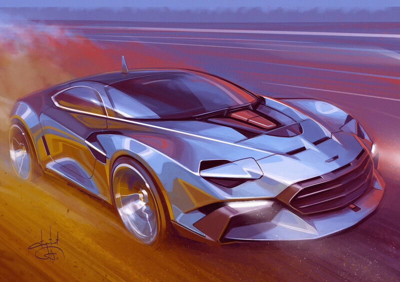 Futuristic Sports Car — Silver, Dynamic