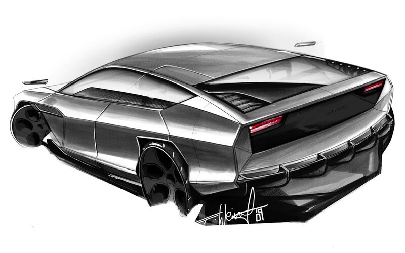 futuristic sports car sketch