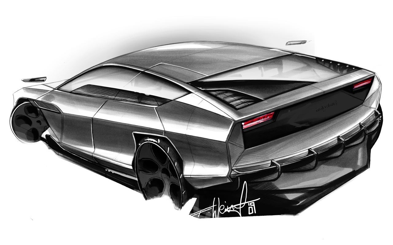 futuristic sports car sketch