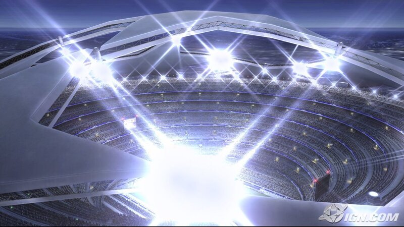 futuristic stadium at night