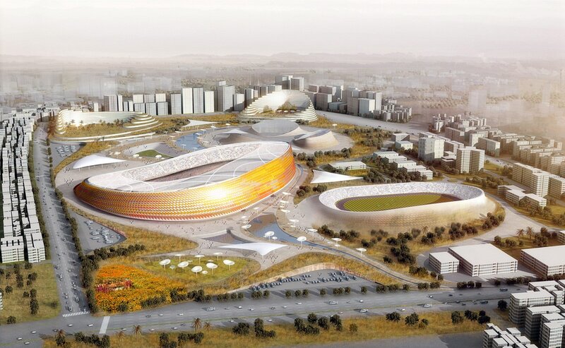 Futuristic stadium complex