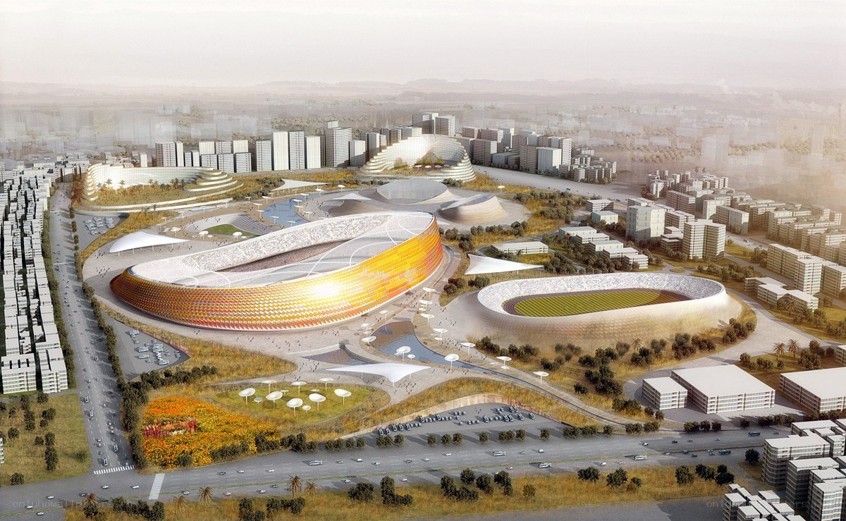 Futuristic stadium complex
