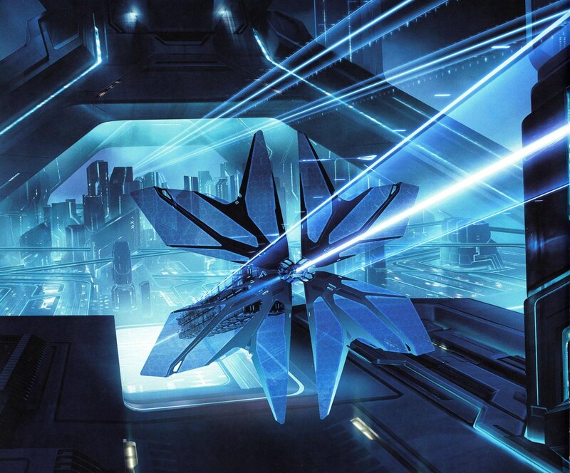 futuristic starship in space station