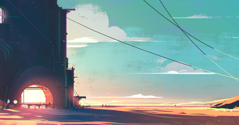 Futuristic Structure at Sunset — Teal
