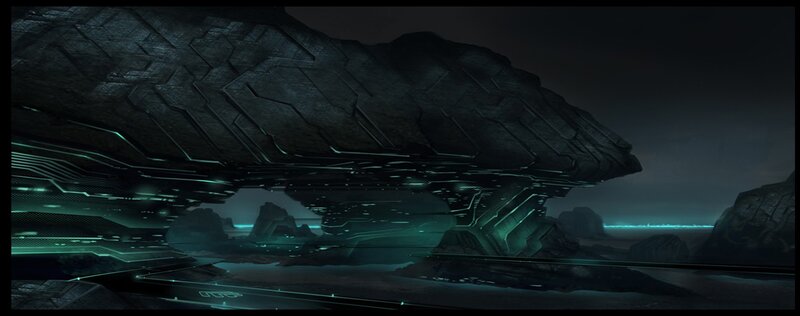 Futuristic Structure — Black, Dramatic, Night